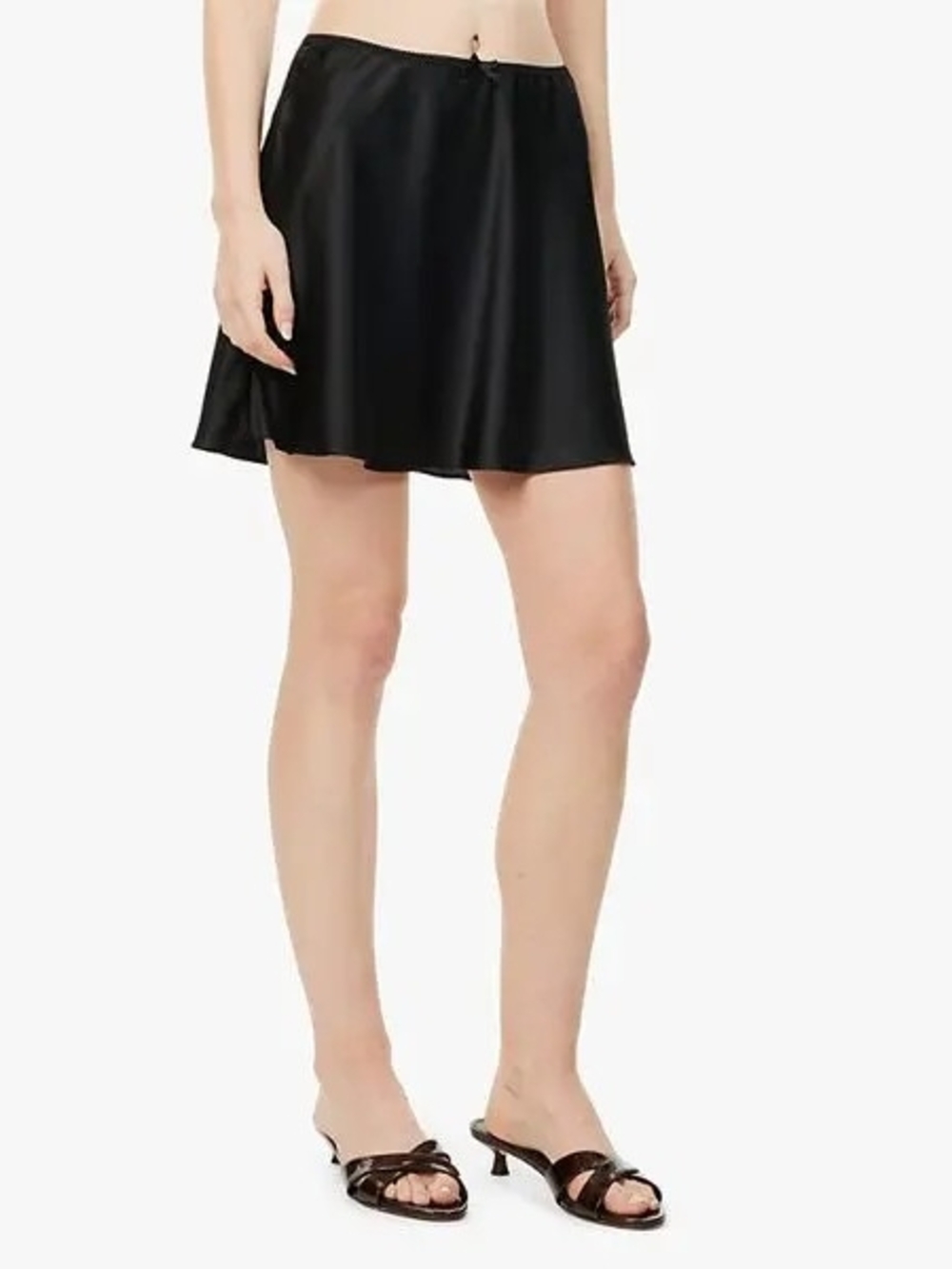 Reformation 100% Silk Satin Black A-Line Slip Skirt Size L